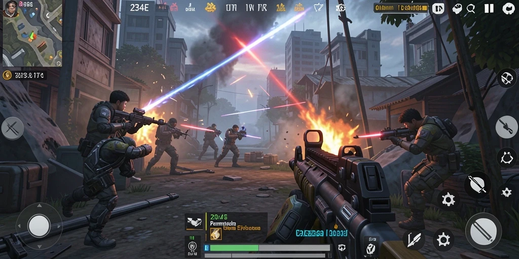 Screenshot dari gameplay seru 234E yang menampilkan aksi pertempuran.