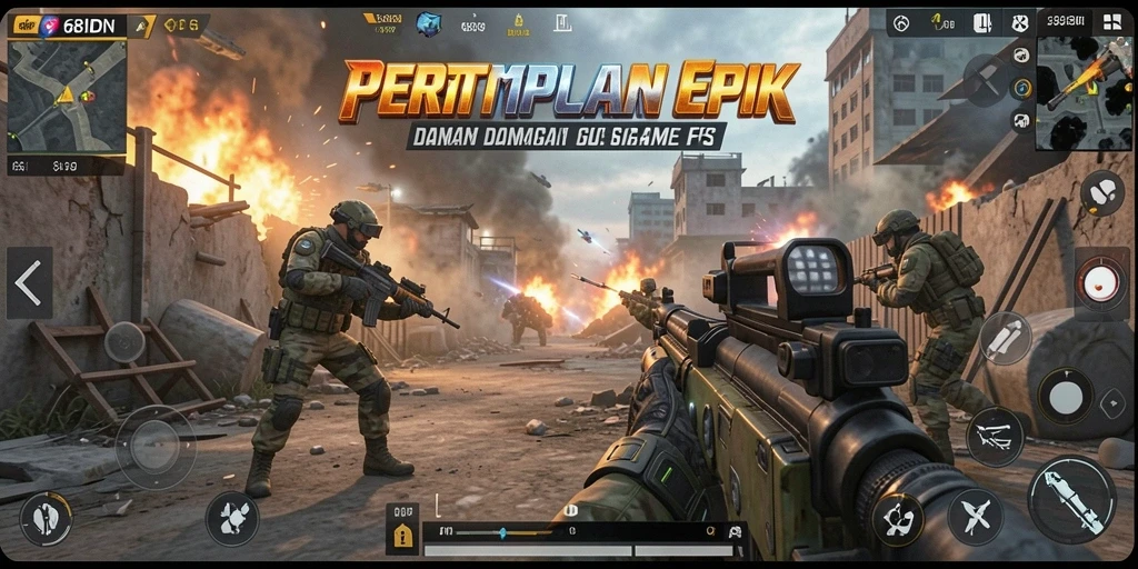 Tangkapan layar gameplay <strong>68IDN</strong> menunjukkan aksi seru di medan perang.