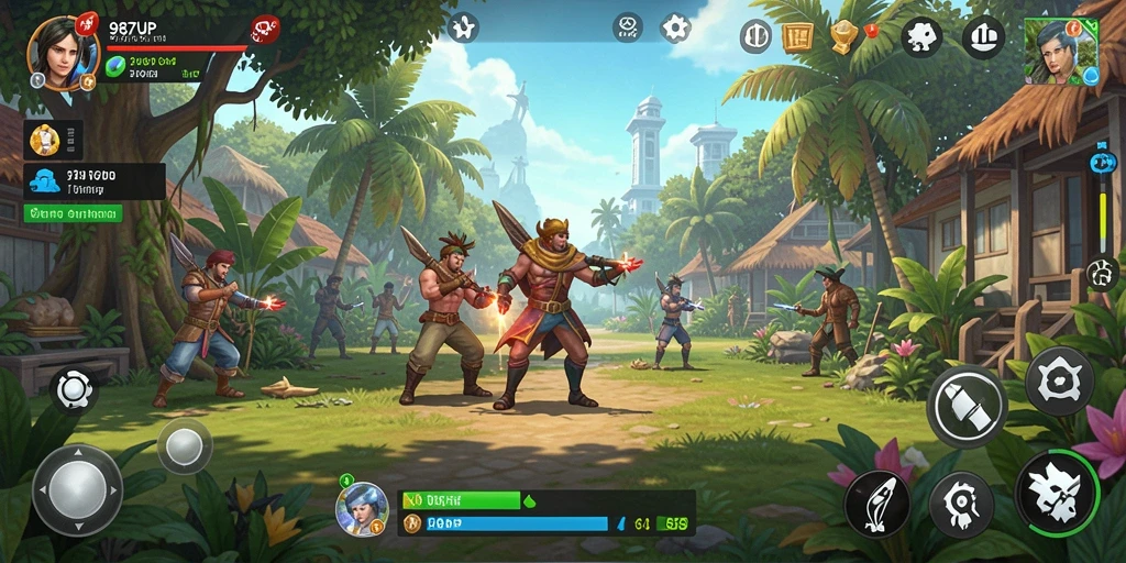 Screenshot gameplay 987UP menampilkan aktivitas bertani dan interaksi karakter.