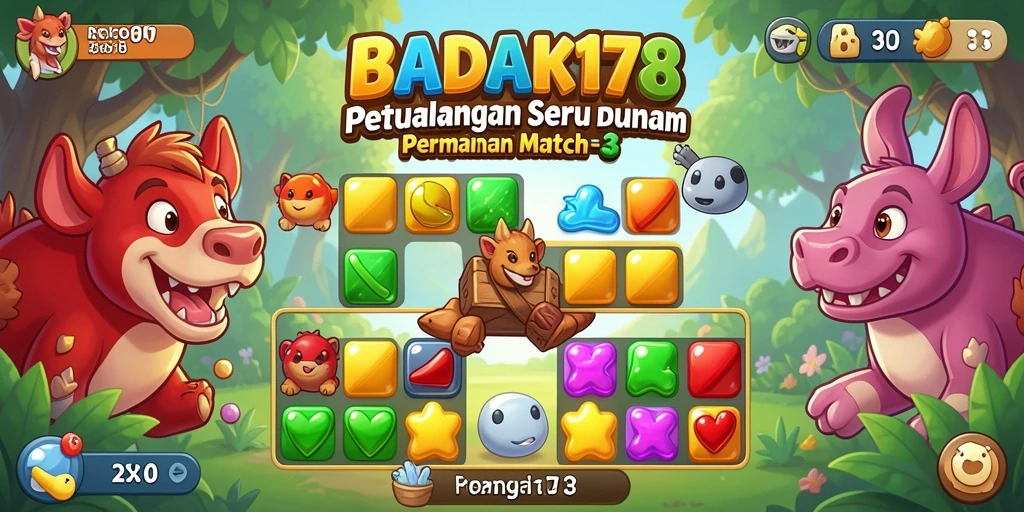Screenshot BADAK178 menampilkan momen seru gameplay Match-3.