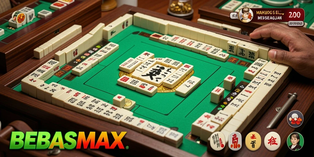 Screenshot menampilkan gameplay seru dalam BEBASMAX Mahjong.