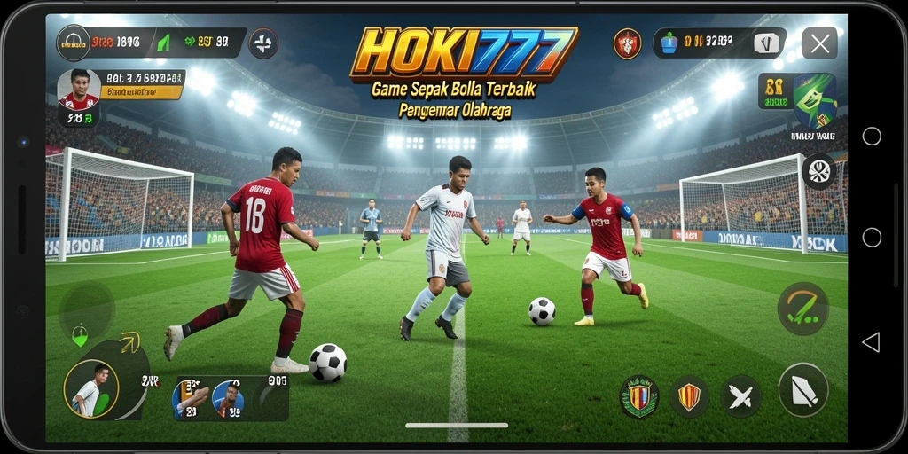 Screenshot gameplay HOKI777 menampilkan aksi sepenuh lapangan.