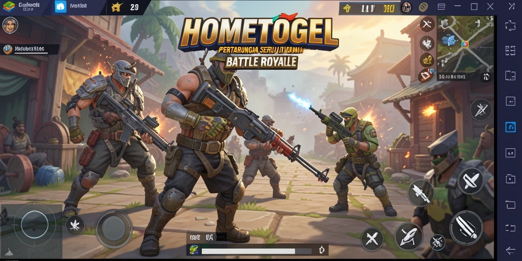 Gameplay seru HOMETOGEL di arena Battle Royale.