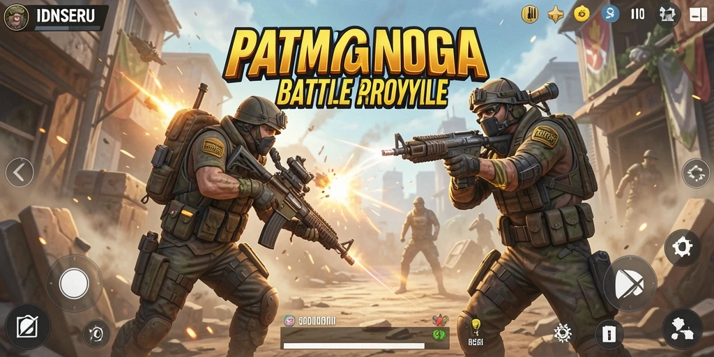 Tampilan gameplay mendebarkan dalam pertarungan Battle Royale IDNSERU.