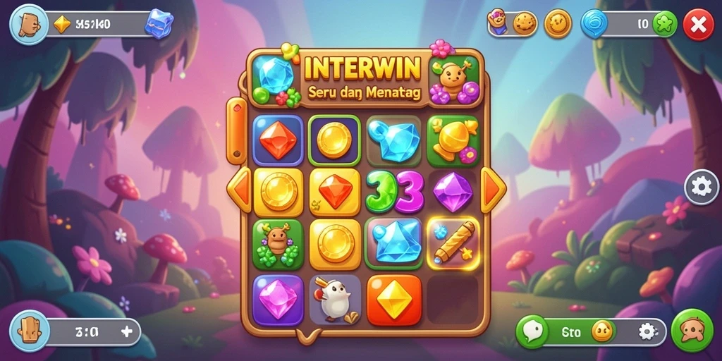 Tangkapan layar menunjukkan momen seru gameplay Match-3 di INTERWIN.