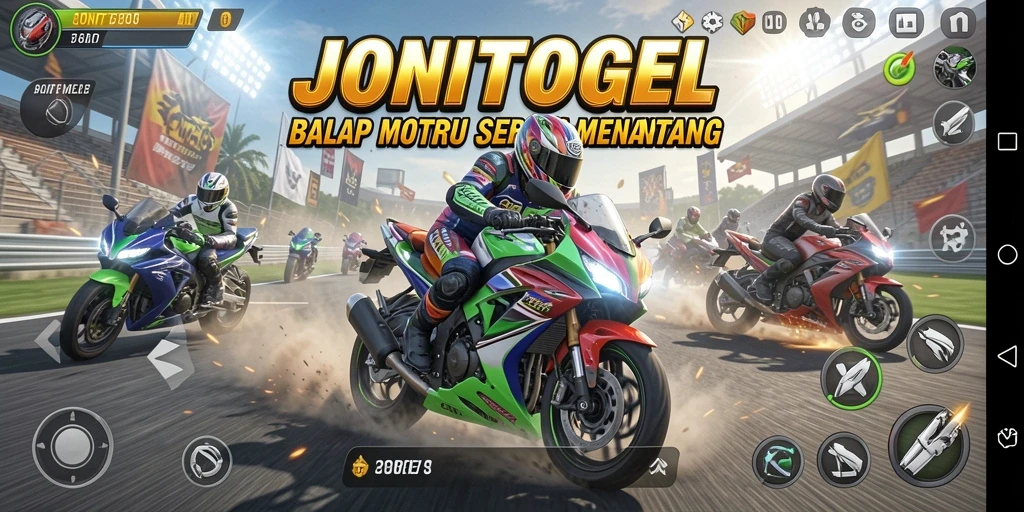 Tampilan gameplay seru dari JONITOGEL dengan variasi trek menarik.