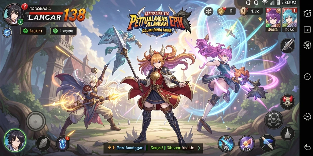 Screenshot LANCAR138 menampilkan pertempuran karakter Anime yang epik.