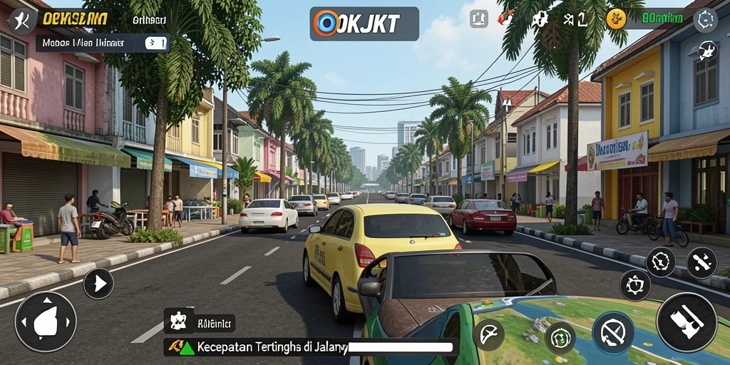 Tangkapan layar menunjukkan aksi balap seru di OKJKT.