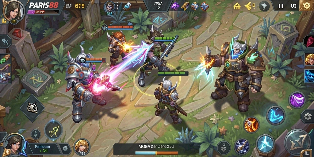 Tampilan gameplay strategis seru di PARIS88 dengan berbagai karakter.