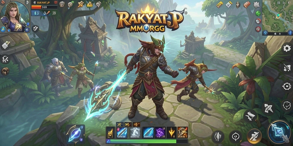 Tampilan menarik gameplay RAKYATJP dalam petualangan MMORPG yang seru.