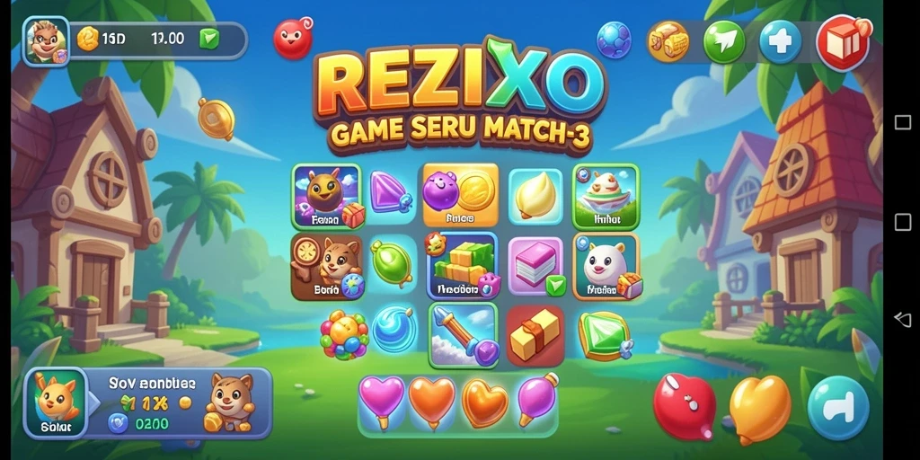 Tampilan gameplay menantang di game Match-3 REZIXO.