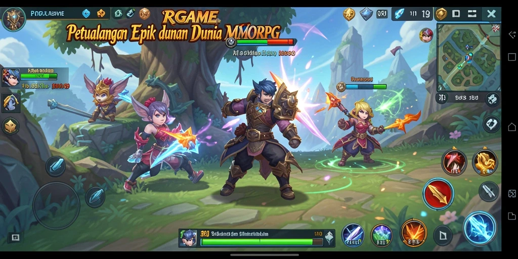 Screenshot utama RPGAME menampilkan aksi menarik dalam pertarungan MMORPG.