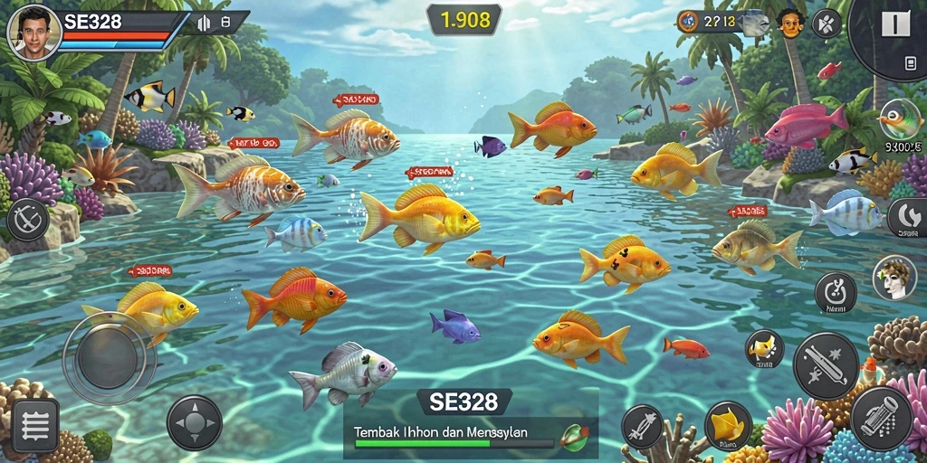 Gambaran gameplay SE328 saat menangkap ikan dengan strategi tepat.