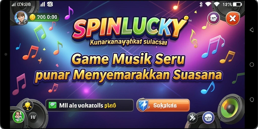 Gameplay SPINLUCKY dengan efek visual menarik saat bermain musik.