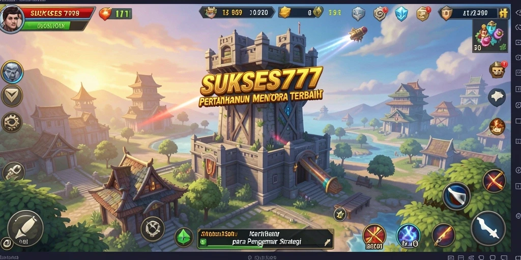 Tangkapan layar utama SUKSES777 menampilkan aksi ketegangan dalam game Tower Defense.