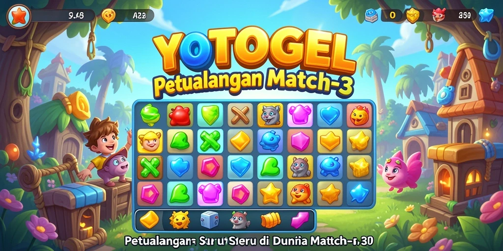 Screenshot YOTOGEL menampilkan aksi seru gameplay Match-3 yang mengasyikkan.